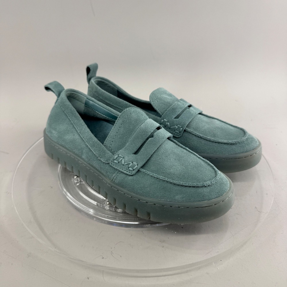 Vionic Womens Uptown Suede Loafer Comfort Arch Support Teal Blue Size 5